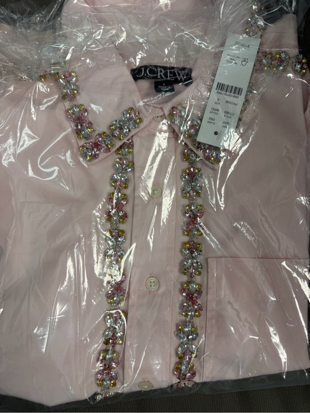 J Crew Étienne cropped button-up shirt in embellished cotton poplin Small CT063 - Picture 5 of 6